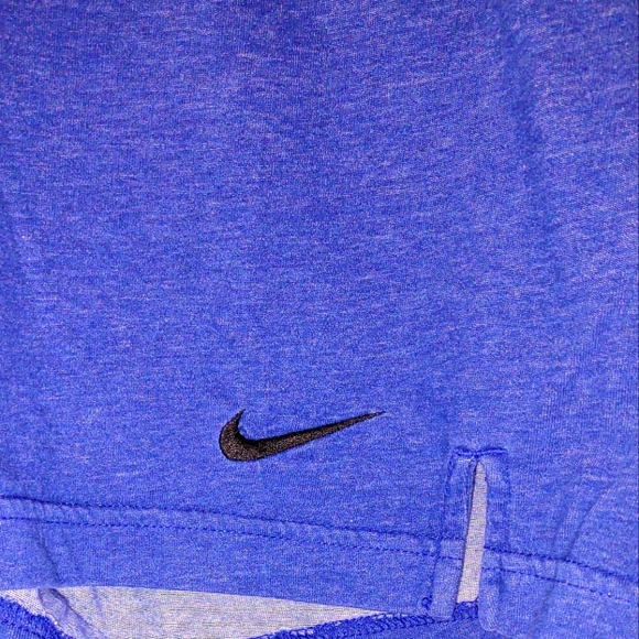 Nike Men’s Dri Fit Athletic Shorts Navy Blue Size Medium Logo Drawstring Waist - Picture 3 of 5